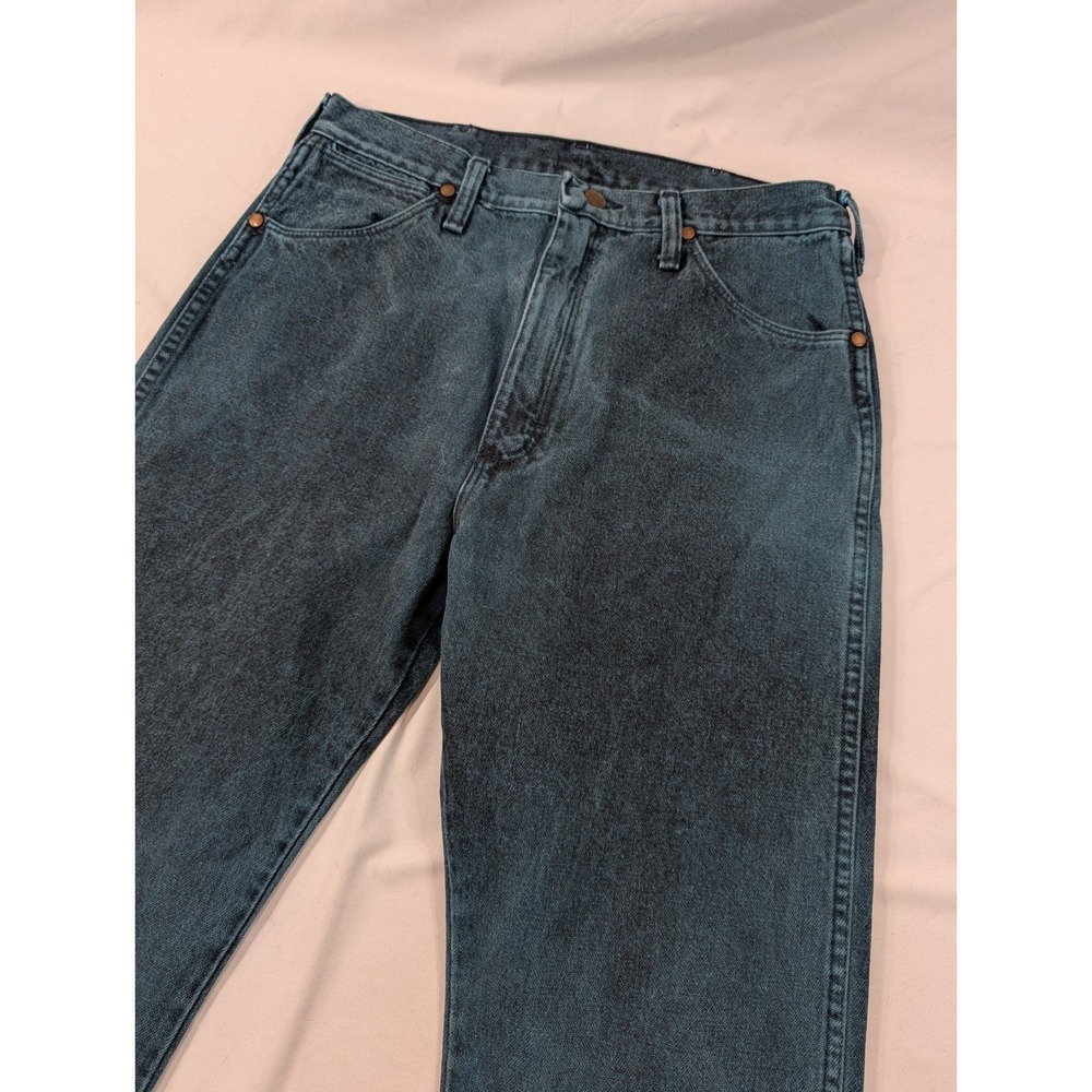 VTG 80s Made in USA Wrangler 13MWZ Cowboy Cut‎ Jean 30x34 Actual Dyed Blue Rodeo